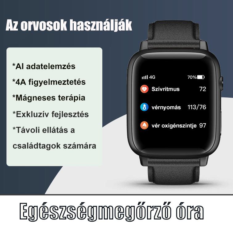 Nagy pontosságú vércukorszint Szívritmus Vér oxigén Vérnyomás Smartwatch